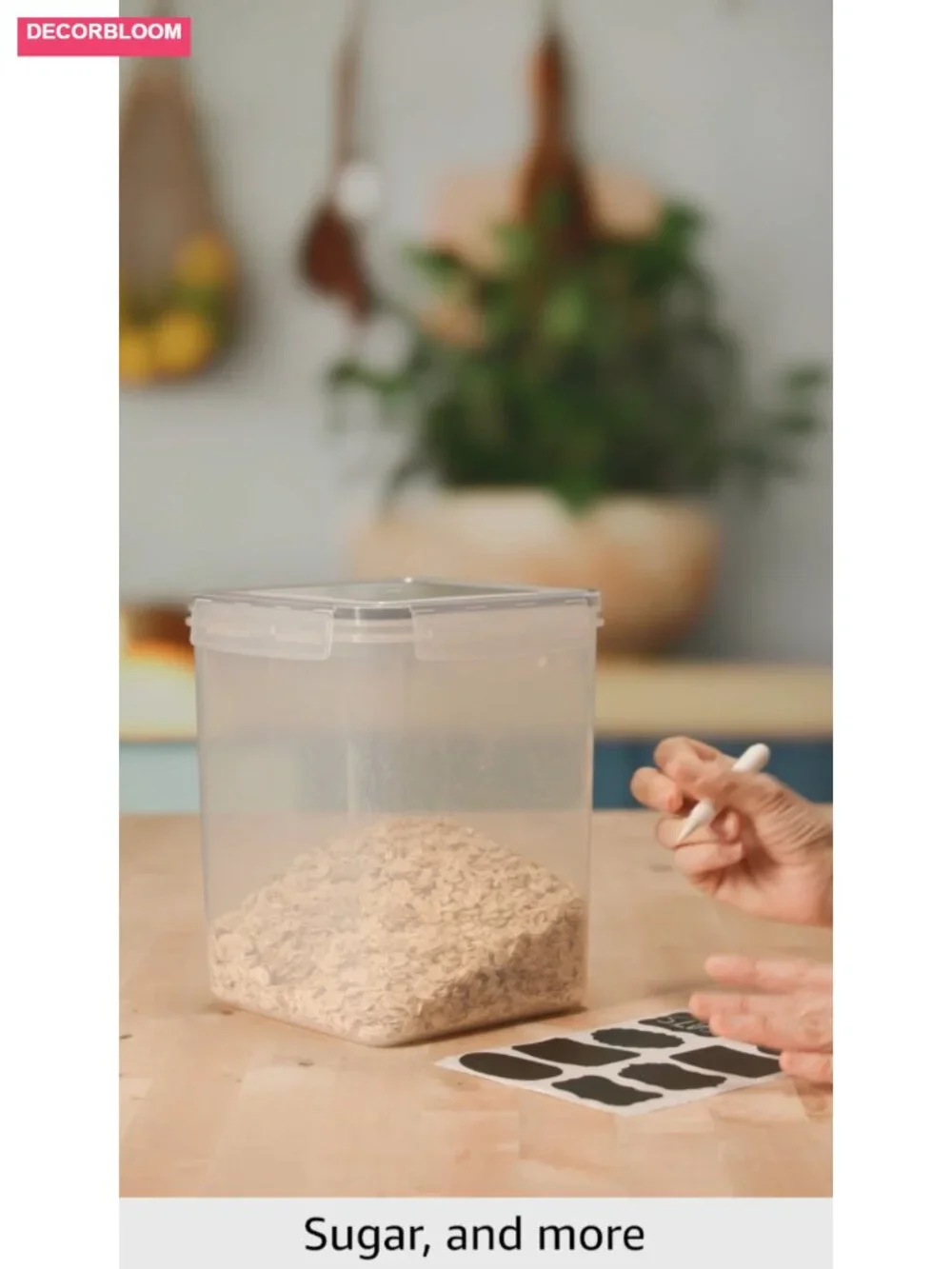 Large Airtight Food Storage Containers with Lids - 5.2L, BPA Free Plastic, 3